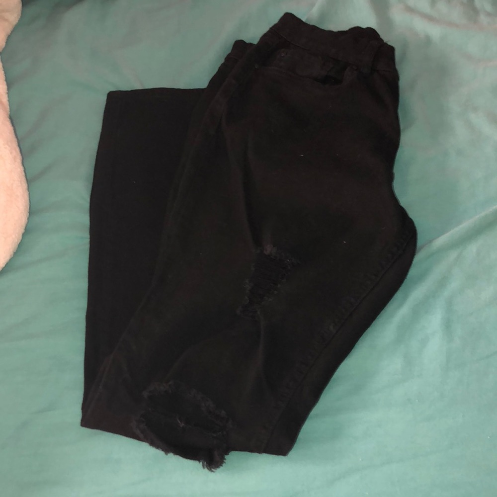 Destressed Black Skinny Jeans